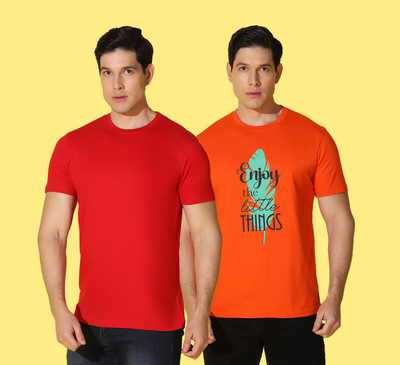 WOOSTRO Typography, Solid Men Round Neck Multicolor T-Shirt