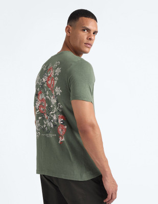 FLYING MACHINE Printed, Typography Men Round Neck Green T-Shirt