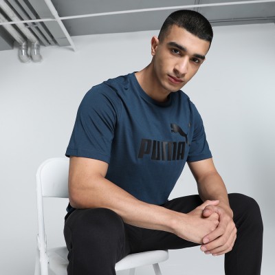 PUMA Printed Men Round Neck Blue T-Shirt