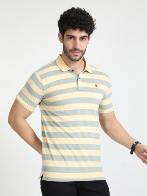 Classic Polo Striped Men Polo Neck White T-Shirt