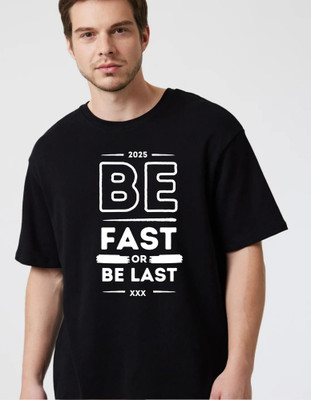 fashnobic Self Design Men Round Neck Black T-Shirt
