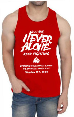 WOOSTRO Printed Men Scoop Neck Red T-Shirt