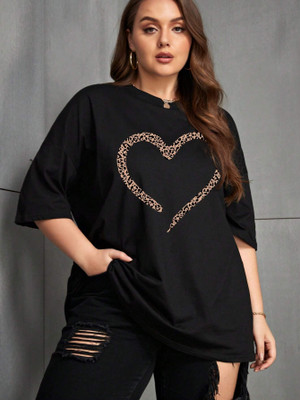 Bittu collection Printed Women Round Neck Black T-Shirt
