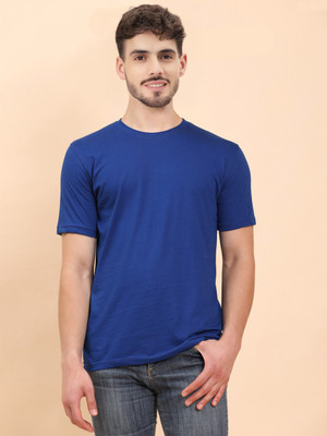 METRONAUT Solid Men Round Neck Blue T-Shirt