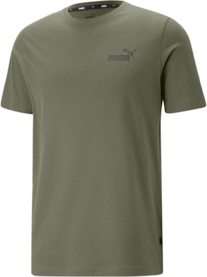 PUMA Solid Men Crew Neck Green T-Shirt