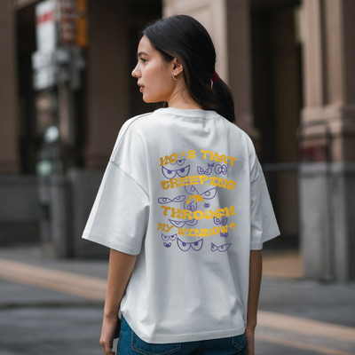 LcyFlame Printed Women Round Neck White T-Shirt