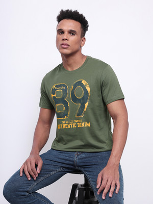 LEE Typography Men Round Neck Green T-Shirt