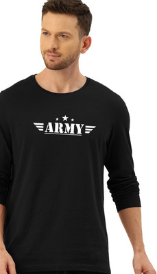 Organic Chics Graphic Print Men Round Neck Black T-Shirt