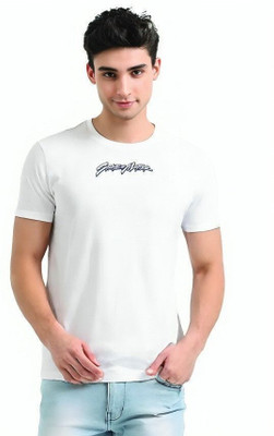 Texman Printed Men Round Neck White T-Shirt