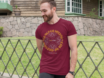 Zaaged Printed Men Round Neck Maroon T-Shirt