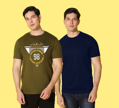 WOOSTRO Printed Men Round Neck Multicolor T-Shirt