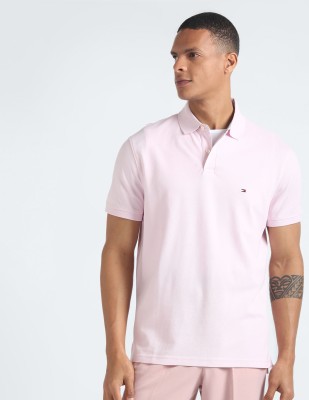 TOMMY HILFIGER Solid Men Round Neck Pink T-Shirt