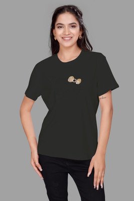 MADBORN CREATION Solid Women Round Neck Black T-Shirt