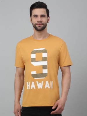 CANTABIL Printed Men Round Neck Yellow T-Shirt