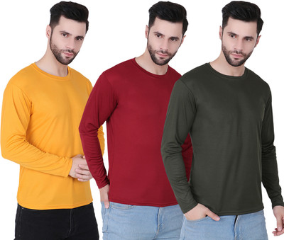 HOC Solid Men Round Neck Multicolor T-Shirt