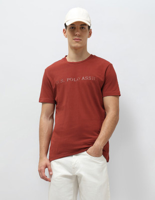 U.S. POLO ASSN. Printed Men Crew Neck Brown T-Shirt