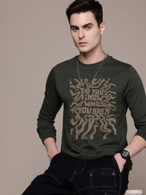 Moda Rapido Graphic Print Men Round Neck Dark Green T-Shirt