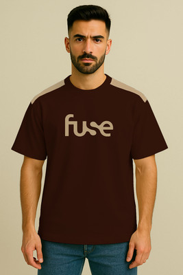 Culish Trend Printed Men Round Neck Brown T-Shirt