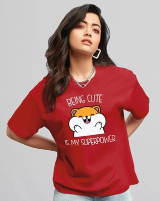 BEWAKOOF Graphic Print Women Round Neck Red T-Shirt