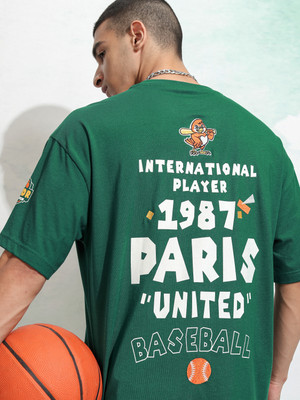 HIGHLANDER Printed Men Round Neck Green T-Shirt
