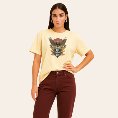 Peach Blossom Self Design Women Round Neck Light Green T-Shirt