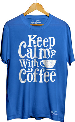 THE PRINT PLATTER Graphic Print Men Round Neck Light Blue T-Shirt