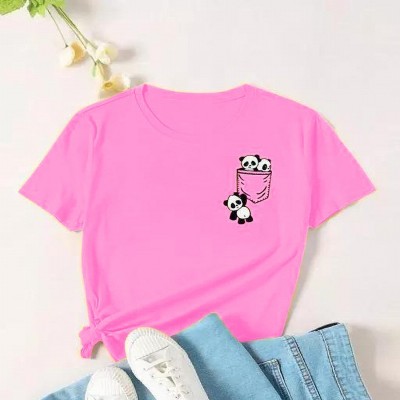 TARSHI Printed Women Round Neck Pink T-Shirt