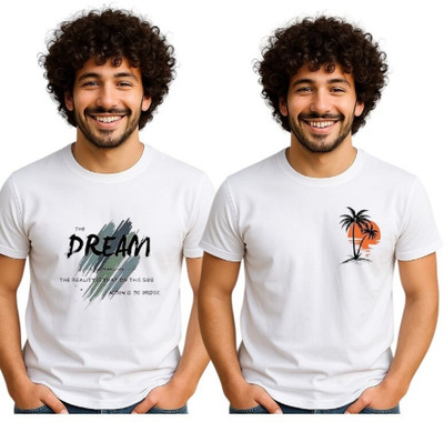 Attirea Graphic Print Men Round Neck White T-Shirt