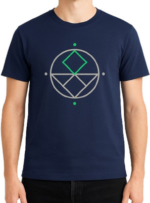 Hippie Shippie Graphic Print Men Round Neck Dark Blue T-Shirt