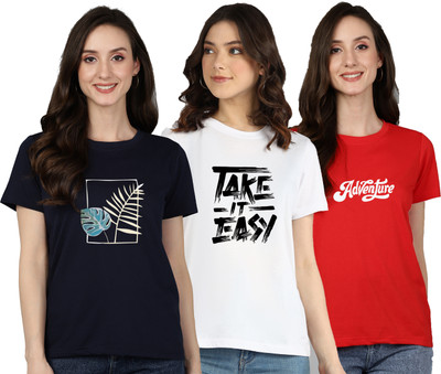 Adyavastram Graphic Print Women Round Neck Multicolor T-Shirt