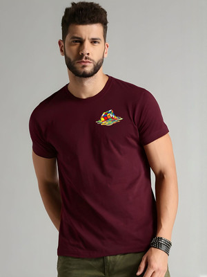 SZN Printed Men Round Neck Maroon T-Shirt