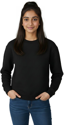 HouseOfCommon Solid Women Round Neck Black T-Shirt
