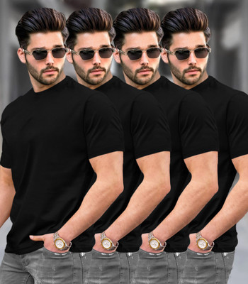 TRIPR Solid Men Round Neck Black T-Shirt