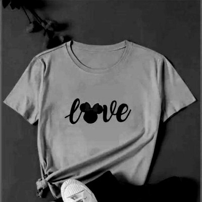TARSHI Printed Women Round Neck Grey T-Shirt