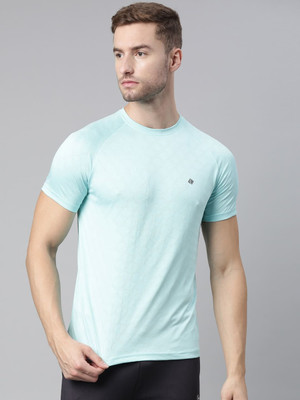 Pranera Solid Men Round Neck Blue T-Shirt