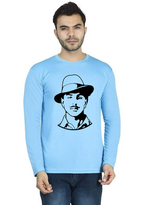 LV CARE Printed, Self Design Men Round Neck Blue T-Shirt