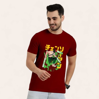 Aniithing Graphic Print Men Round Neck Maroon T-Shirt