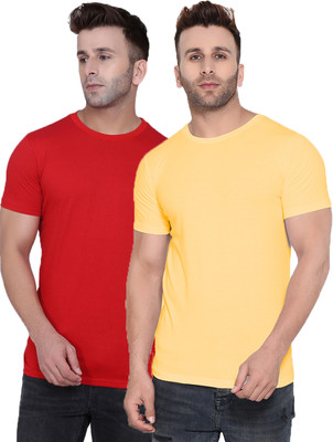 Kroptee Solid Men Round Neck Multicolor T-Shirt