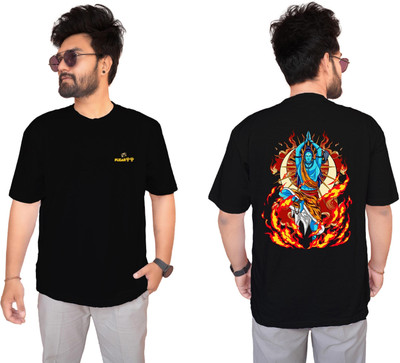 PUGAROO Printed Men Round Neck Black T-Shirt