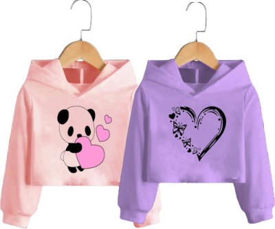 Lecowar Printed Women Hooded Neck Pink, Purple T-Shirt