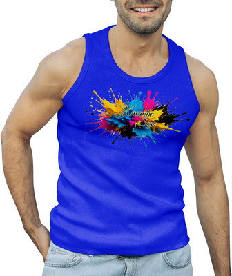 XMAN TEXTILES Printed Men Round Neck Navy Blue T-Shirt