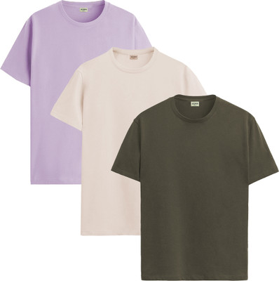 ADRO Solid Men Round Neck Multicolor T-Shirt