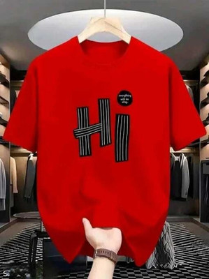 Madilyn Typography Men Round Neck Red T-Shirt