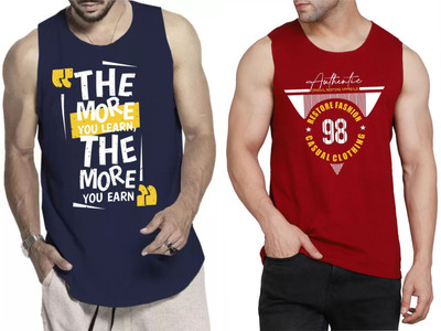 Restore Printed Men Scoop Neck Blue, Maroon, Multicolor T-Shirt