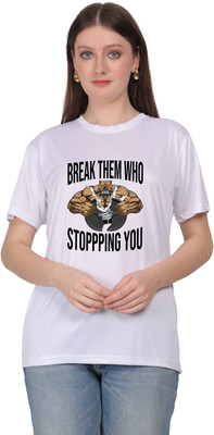 zoomonline Printed Women Round Neck White T-Shirt