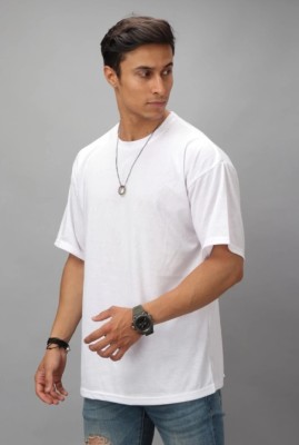 V.D.Y. Solid Men Round Neck White T-Shirt