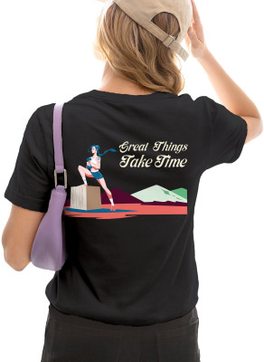 Fighterhero Printed Women Round Neck Grey T-Shirt