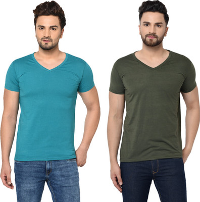 Tresna Fab Solid Men V Neck Multicolor T-Shirt