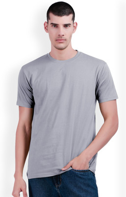 Inner Element Solid Men Round Neck Grey T-Shirt
