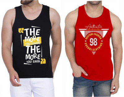 WOOSTRO Graphic Print Men Scoop Neck Black, Red T-Shirt